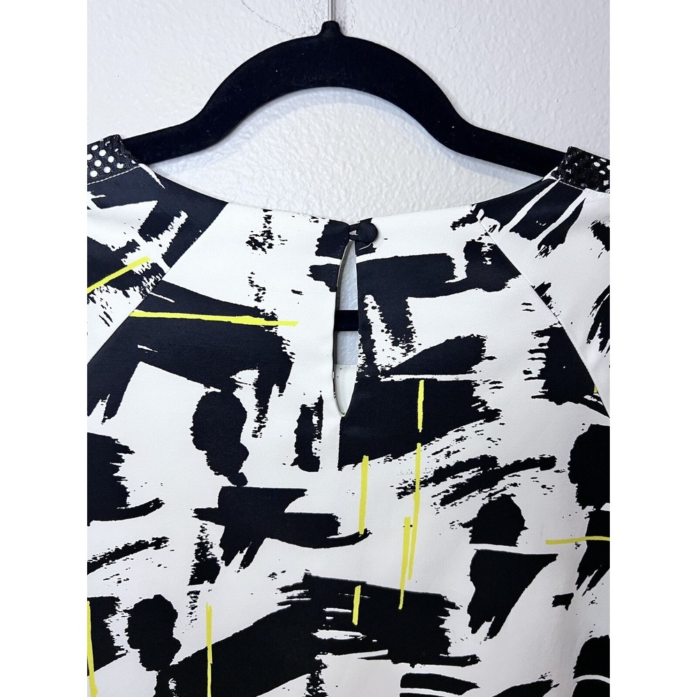 Metaphor‎ Shift Dress Abstract Mesh Black White Yellow Medium - Picture 6 of 8